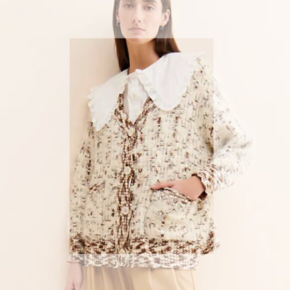 Free People Cream and Brown Cardigan, New with Tags, Size S - Picture 3 of 6